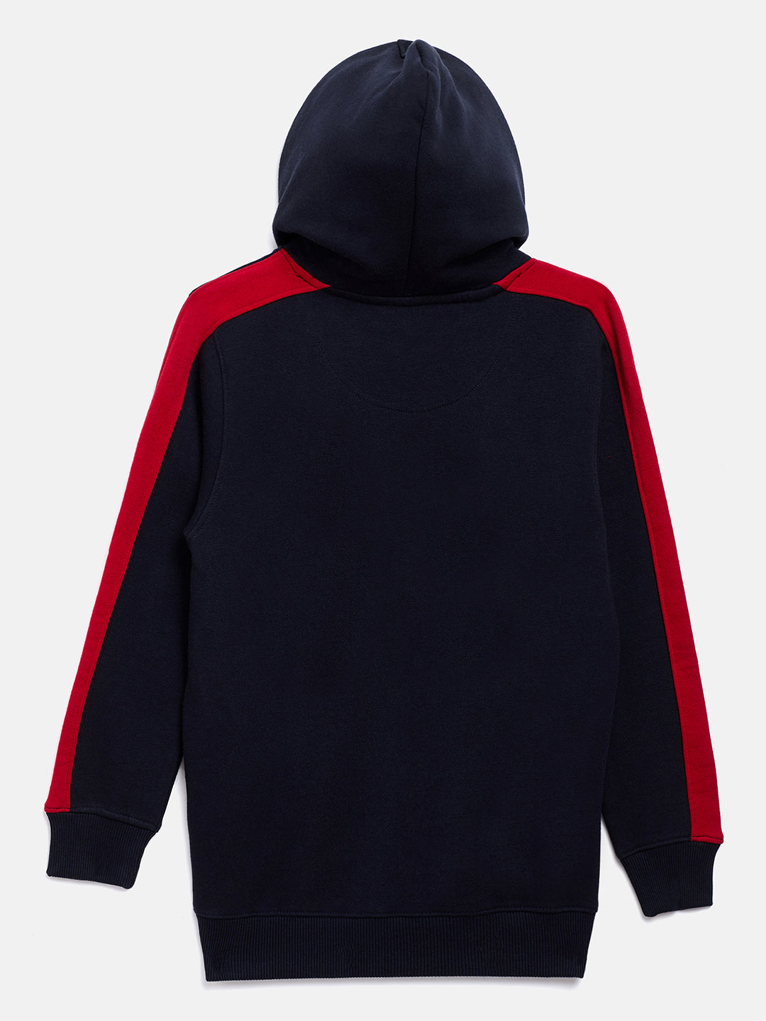 Navy Blue Colorblocked Hooded Sweatshirt - Boys Sweatshirts