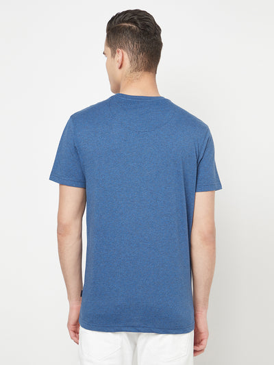 Blue Colourblocked Round Neck T-Shirt - Men T-Shirts