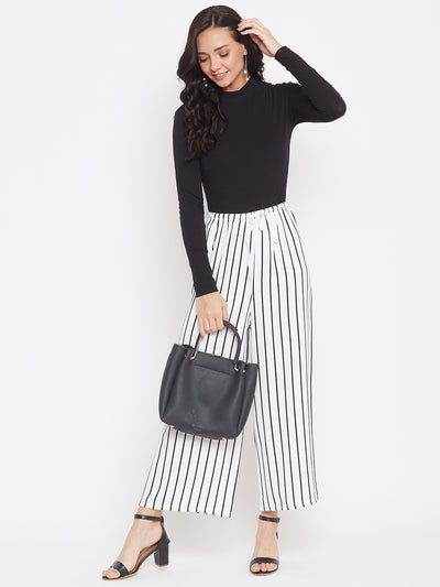 White Striped Trousers - Women Trousers