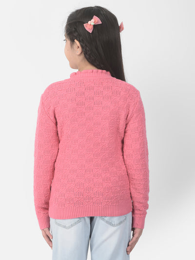  Pink Flower Embroidery Sweater