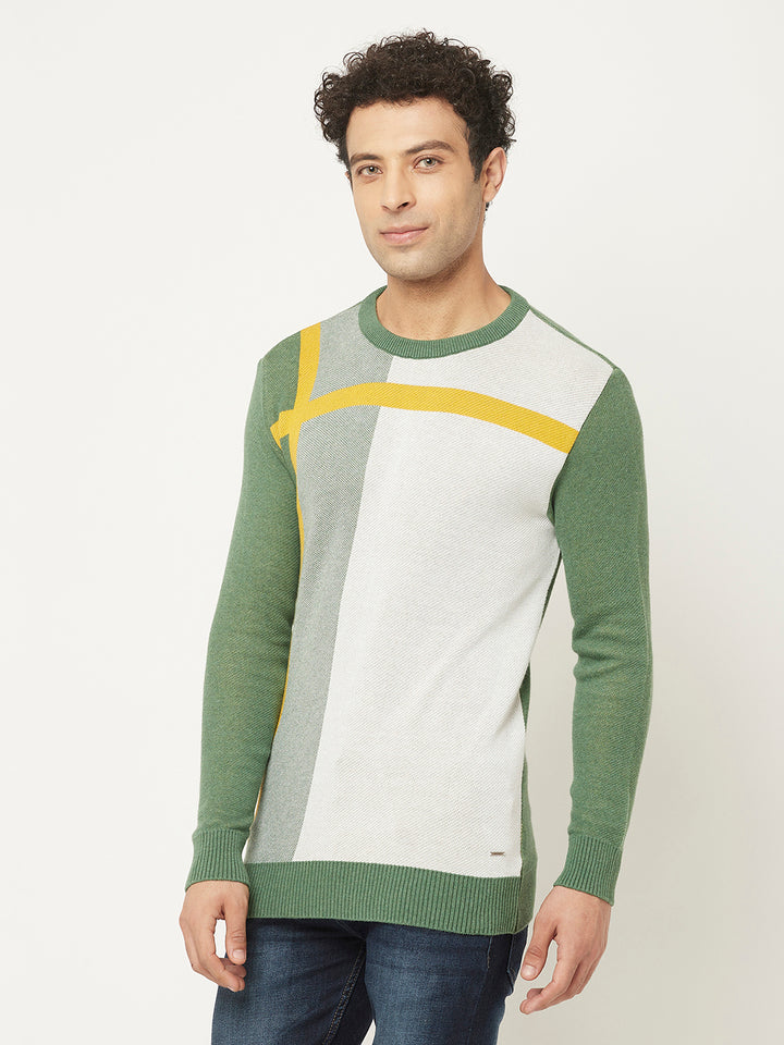 Multi Colour Sweater with Colour-Block Front-Men Sweaters-Crimsoune Club