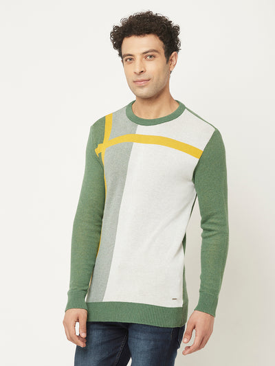 Multi Colour Sweater with Colour-Block Front-Men Sweaters-Crimsoune Club