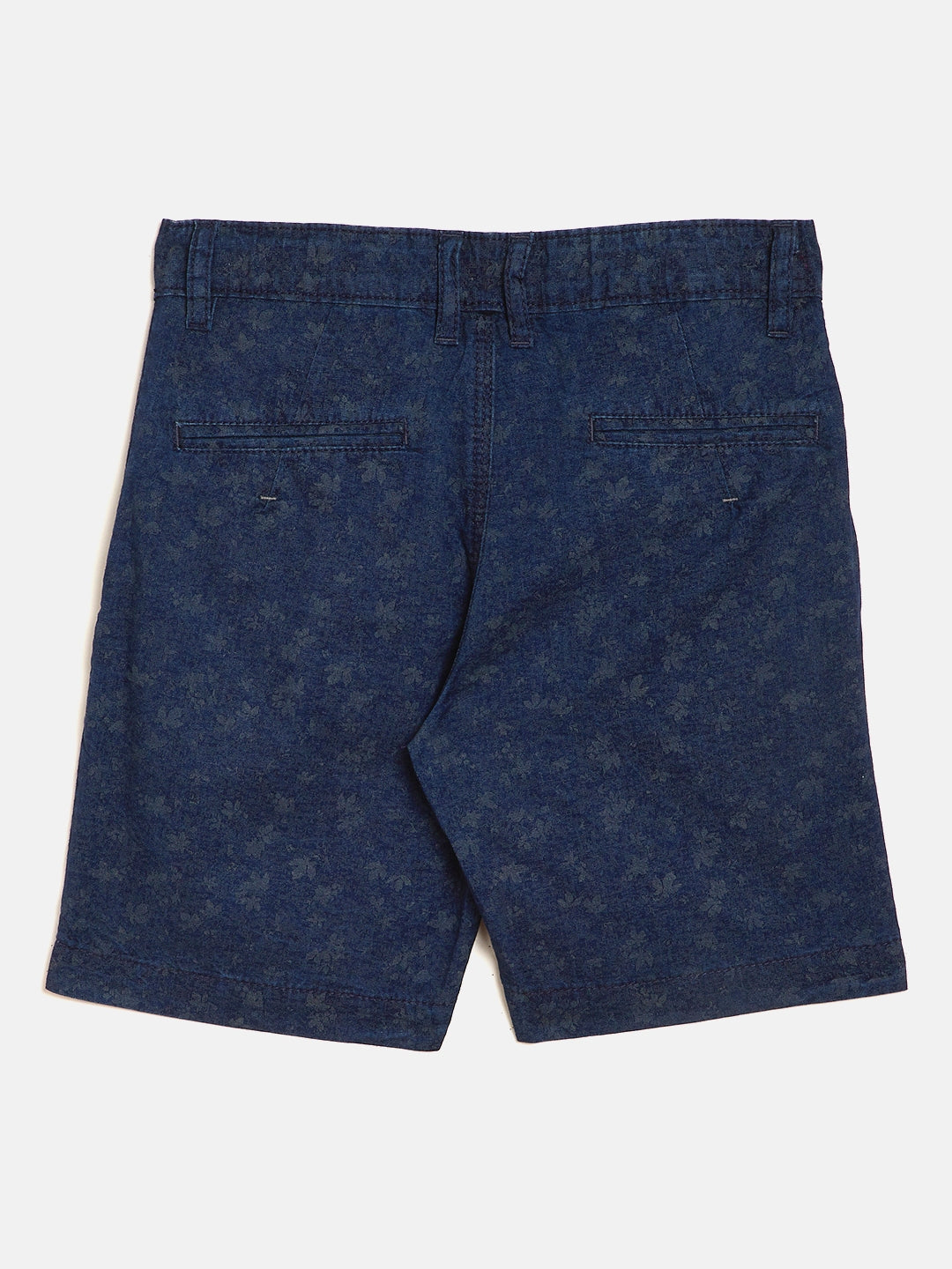 Navy Blue Printed Slim Fit Shorts - Boys Shorts