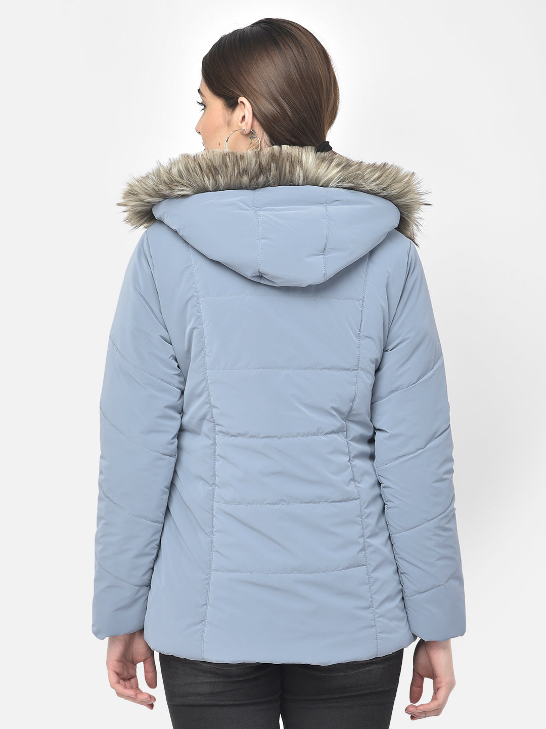 Blue Detachable Hood Jacket - Women Jackets