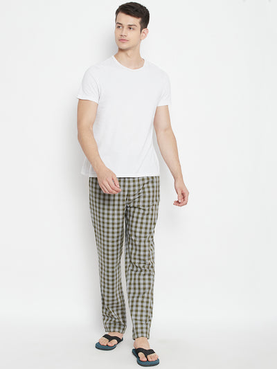 Olive Checked Smart Fit Lounge Pants - Men Lounge Pants