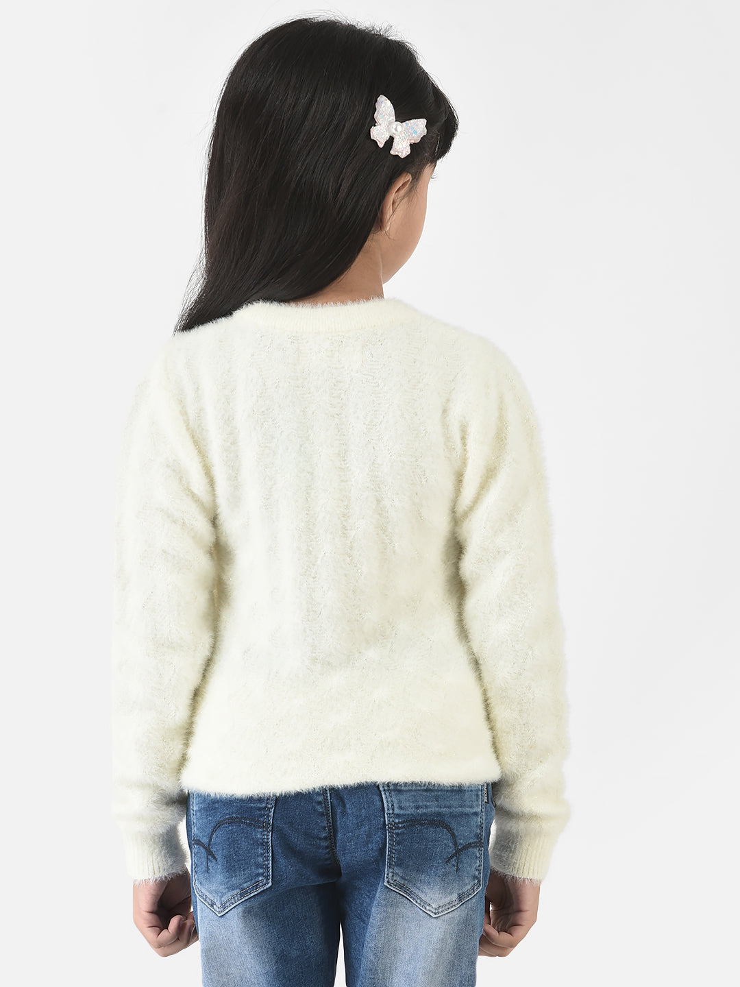 Cream Sweater in Self-Designed Print