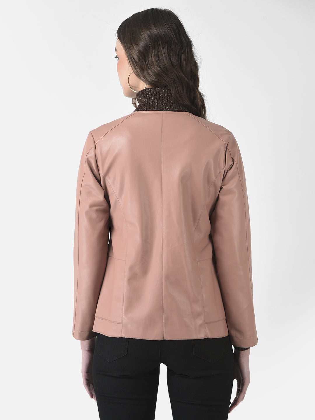  Nude Pink Faux Leather Jacket