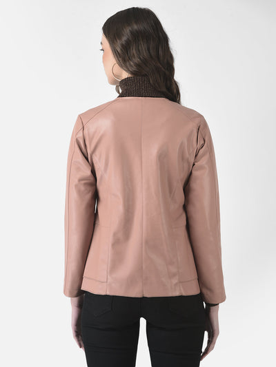  Nude Pink Faux Leather Jacket