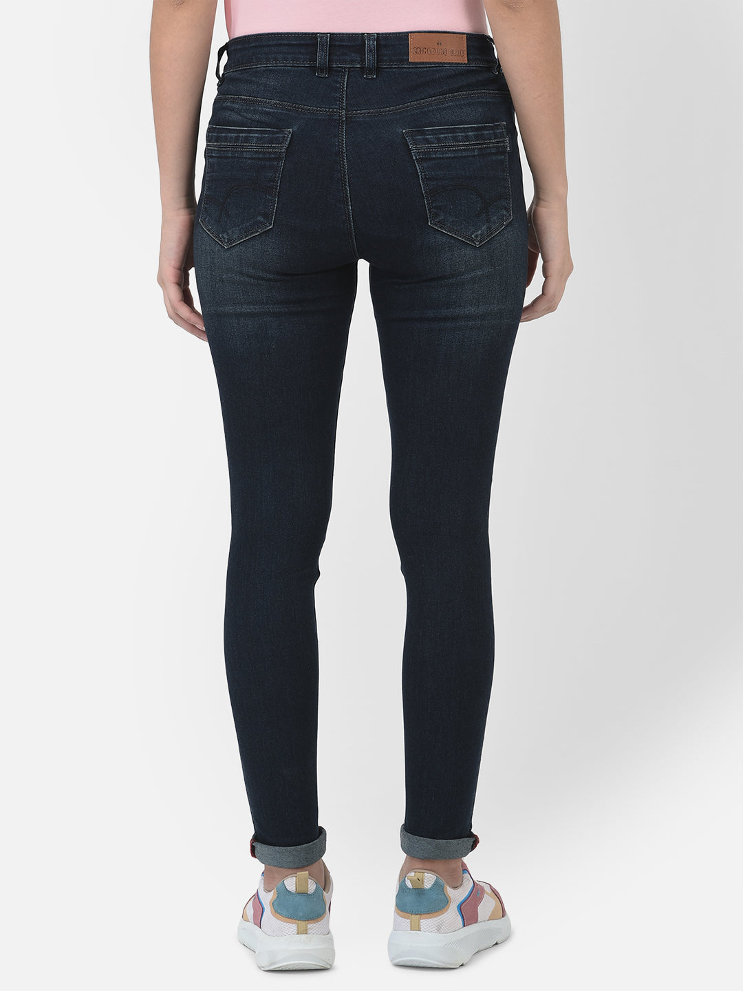 Blue Faded Jeans-Women Jeans-Crimsoune Club