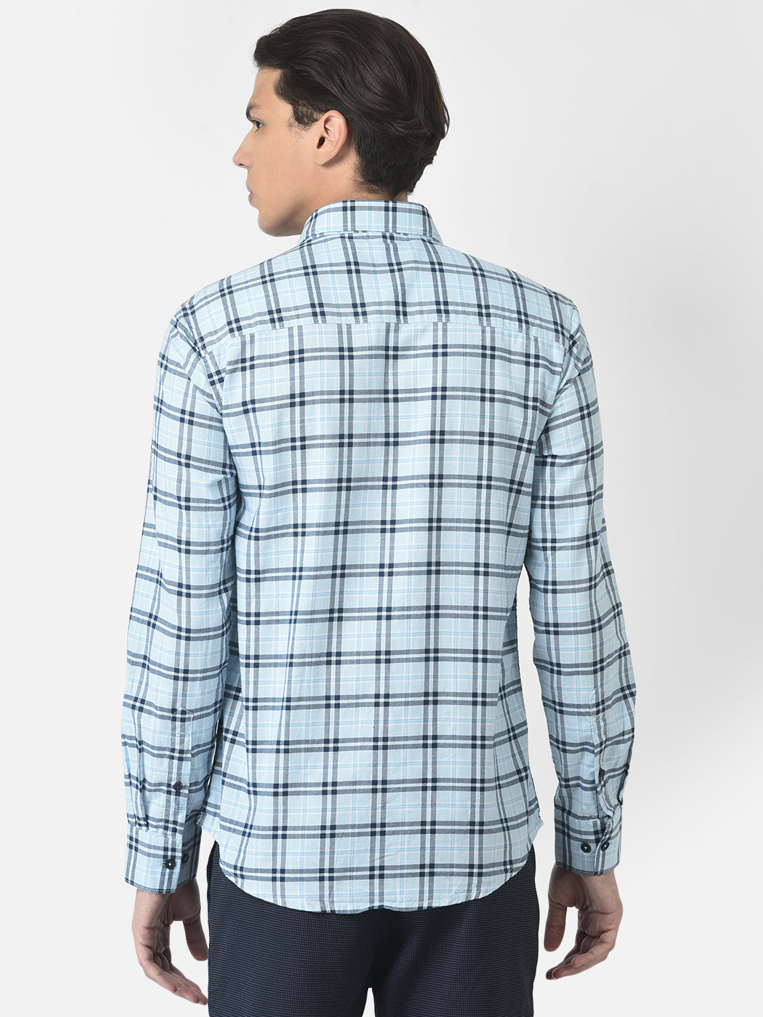 Blue Checked Shirt in Cotton