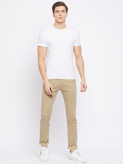 Beige Printed Trousers - Men Trousers