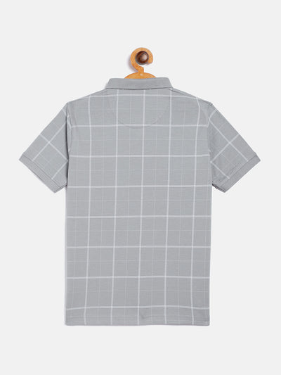 Grey Checked Polo Neck T-Shirt - Boys T-Shirts