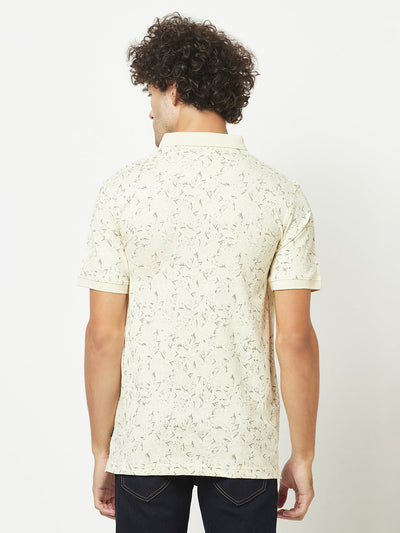  Lemon Yellow Floral Polo T-Shirt