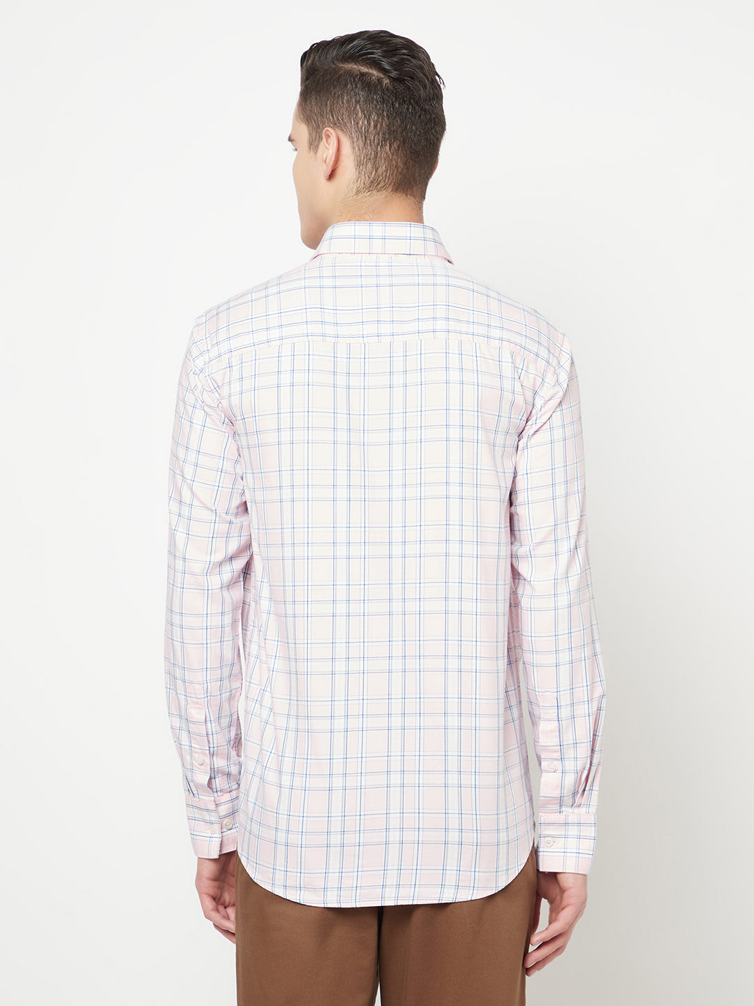 Light Pink Checked Shirt - Men Shirts