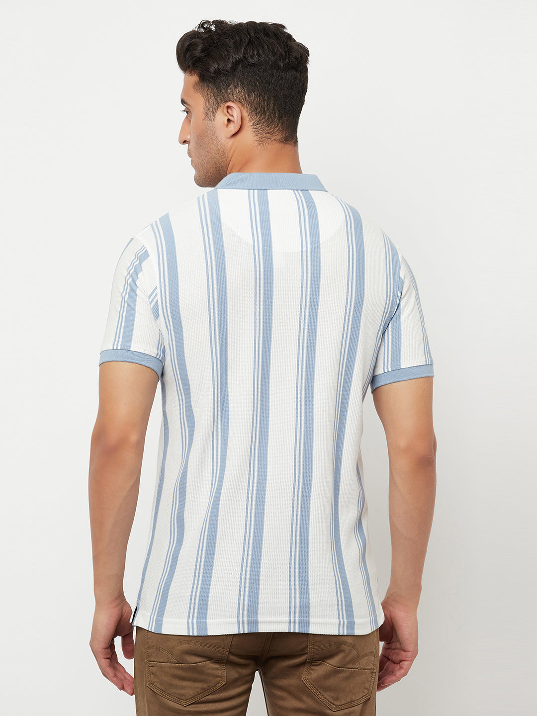 White Striped Polo T-Shirt - Men T-Shirts