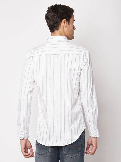  White Striped Business Shirt