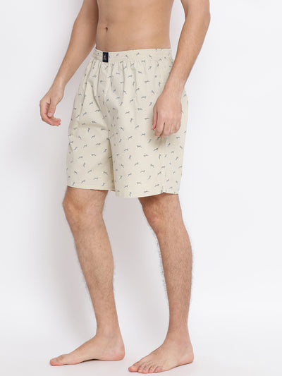 Cream Printed Boxers - Men Boxers