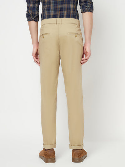 Beige Casual Trousers - Men Trousers