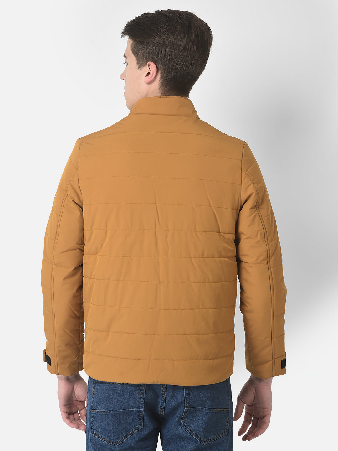  Mustard Padded Logo-Patch Jacket