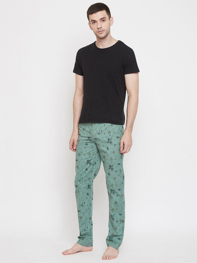 Green Printed Lounge Pants - Men Lounge Pants