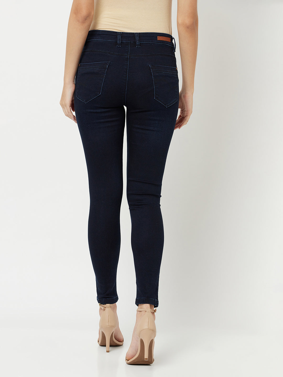 Navy Blue Jeans-Women Jeans-Crimsoune Club
