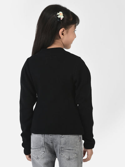 Black Knitwear with Cuffed Sleeves