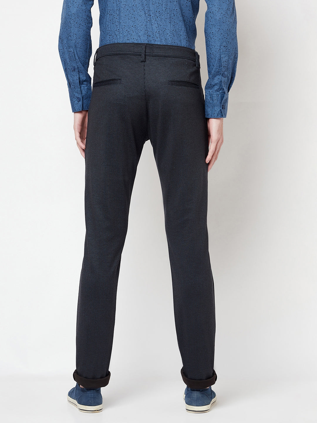 Navy Blue Striped Trousers - Men Trousers