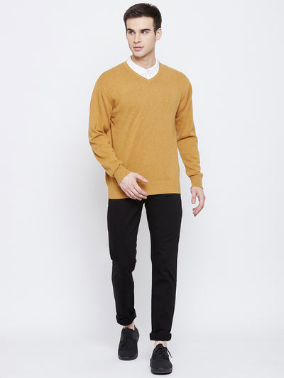 Mustard V-Neck Sweater - Men Sweaters