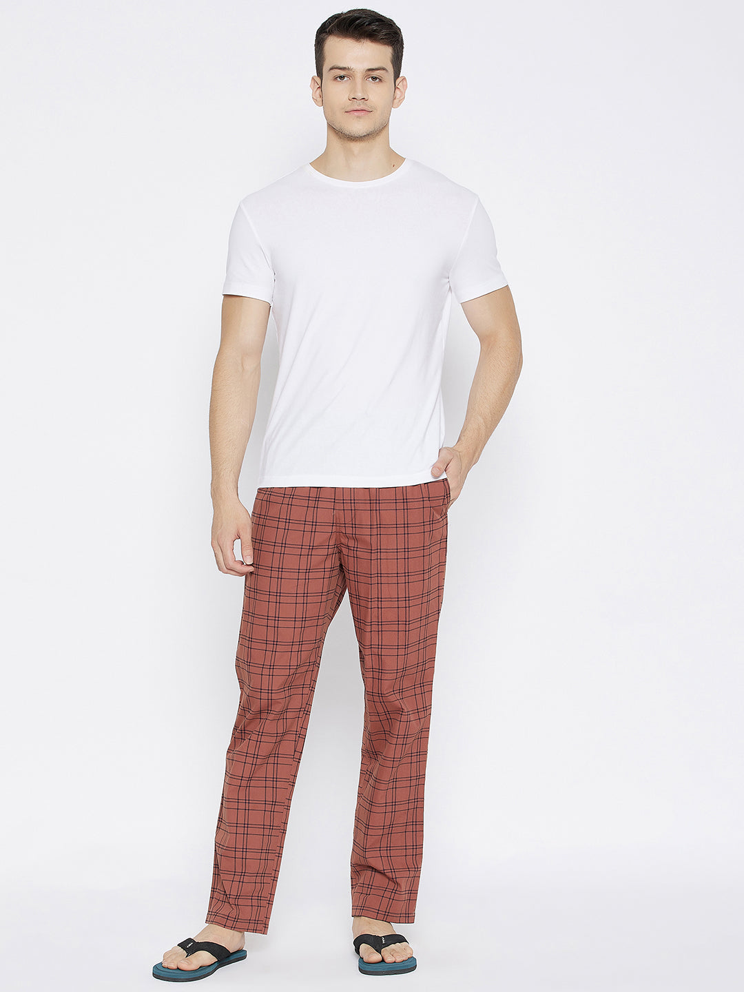 Red Checked Smart Fit Lounge Pants - Men Lounge Pants