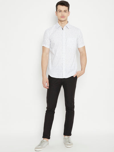 White Printed Slim Fit shirt - Men Shirts