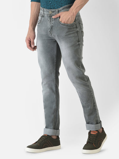  Grey Jeans with Light Wash Effect 