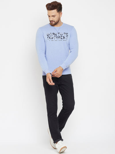 Blue Printed Sweatshirt - Men Sweatshirts