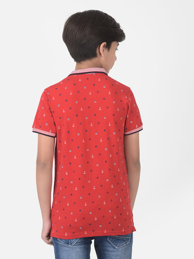 Red Printed Polo T-shirt - Boys T-Shirts
