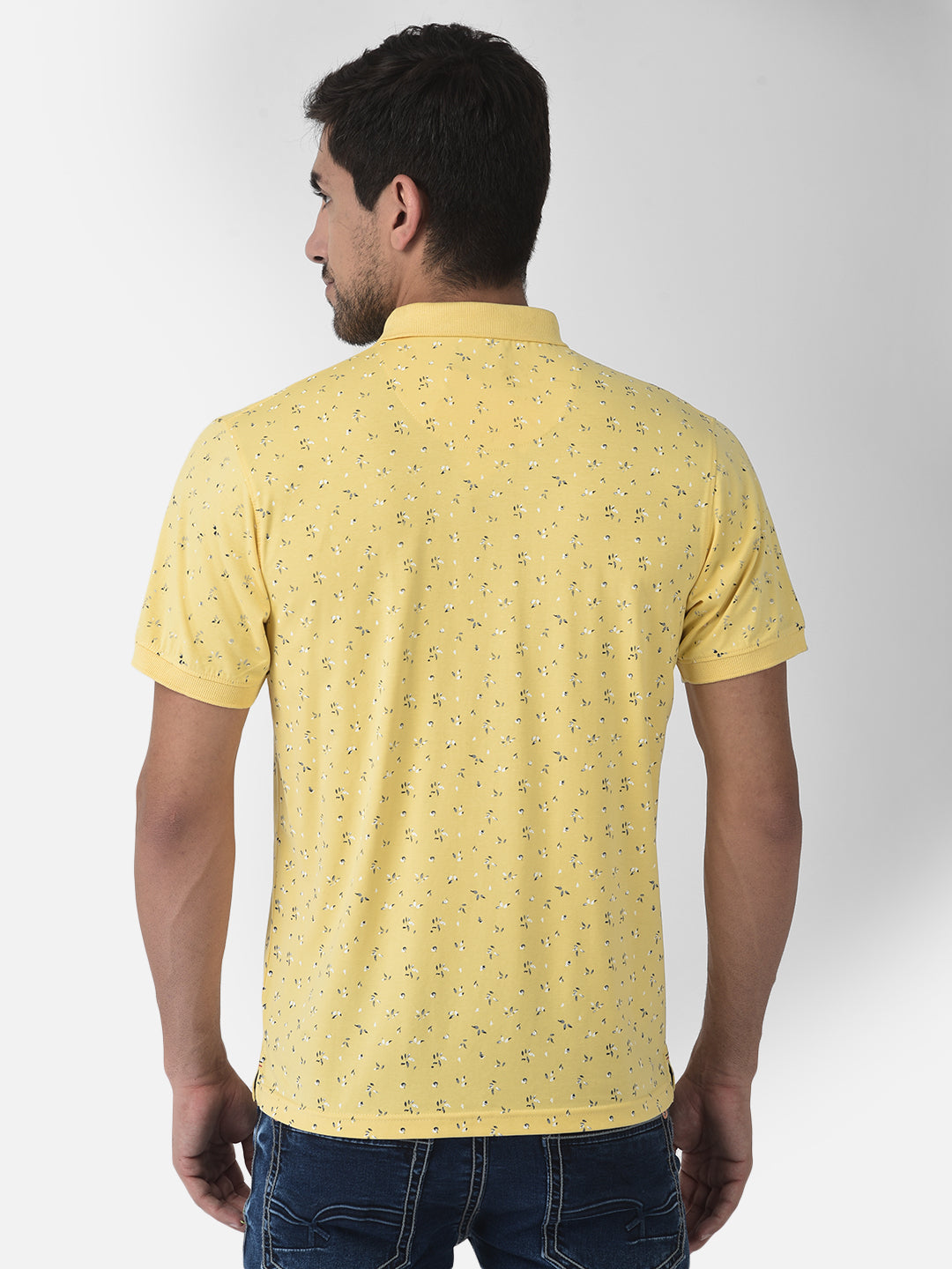 Yellow Floral Polo T-Shirt - Men T-Shirts