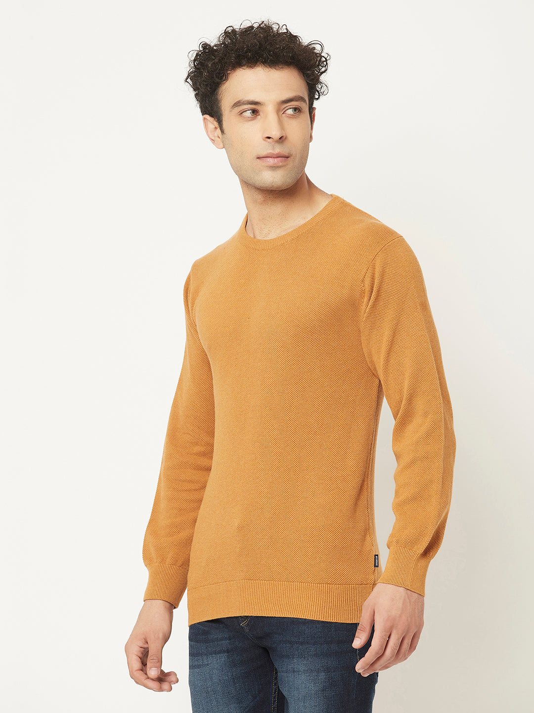 Orange Sweater in Pure Cotton-Men Sweaters-Crimsoune Club