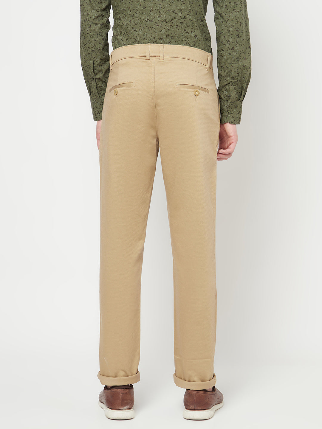 Beige Casual Trousers - Men Trousers