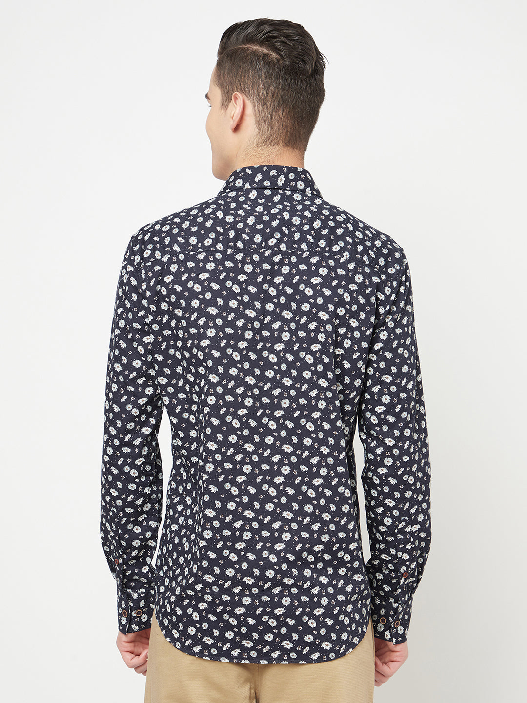 Navy Blue Floral Printed Shirt - Men Shirts