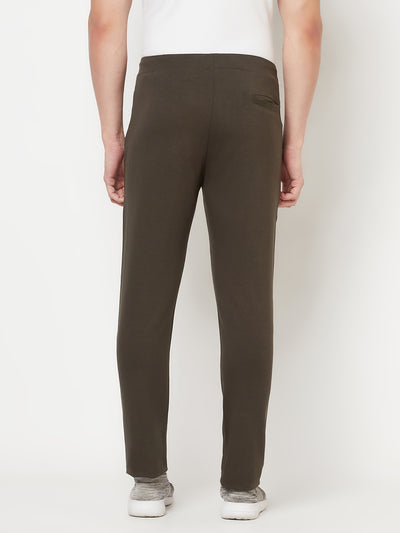 Olive Typography Track Pants - Men Track Pants