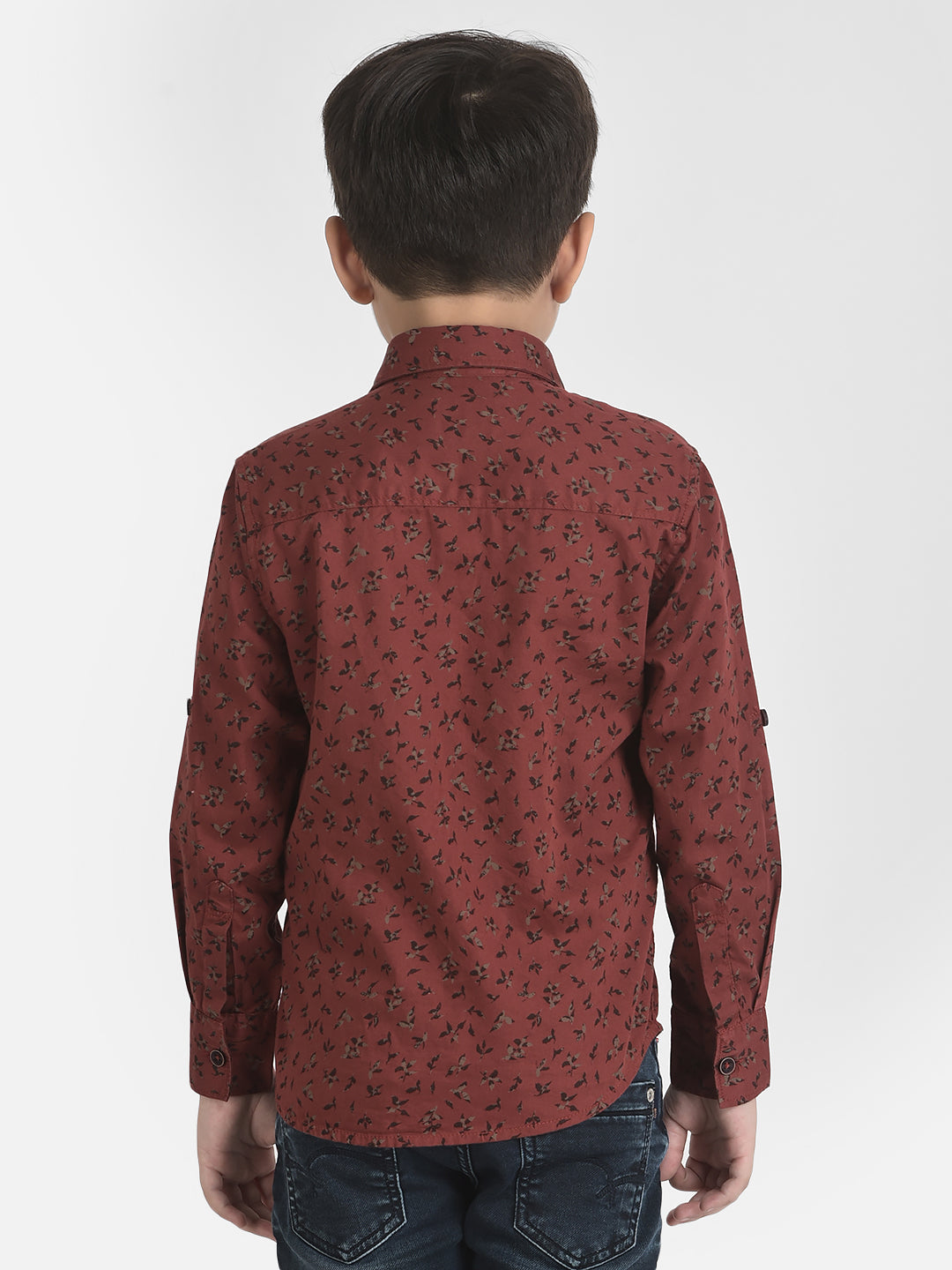 Maroon Floral Shirt-Boys Shirts-Crimsoune Club