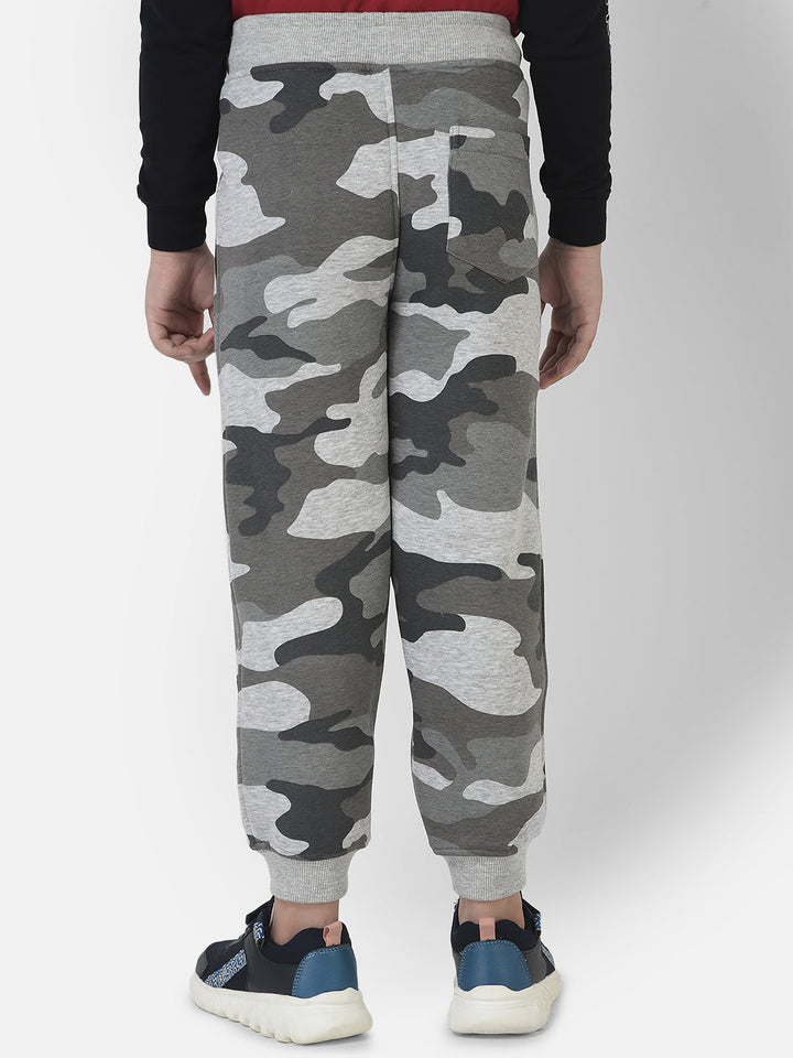 Grey Joggers in Camouflage Print 