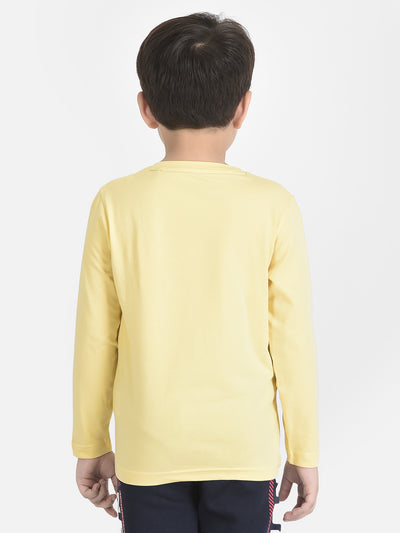 Yellow Long-Sleeved Typographic T-Shirt-Boys T-Shirts-Crimsoune Club