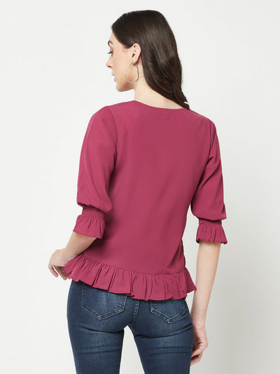  Maroon peplum Top