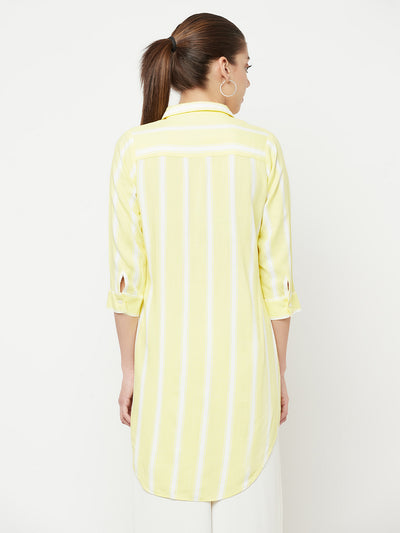 Yellow Striped Longline Shirt - Women Shirts