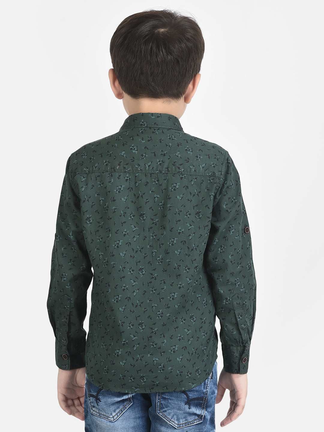 Emerald Green Shirt in Floral Print