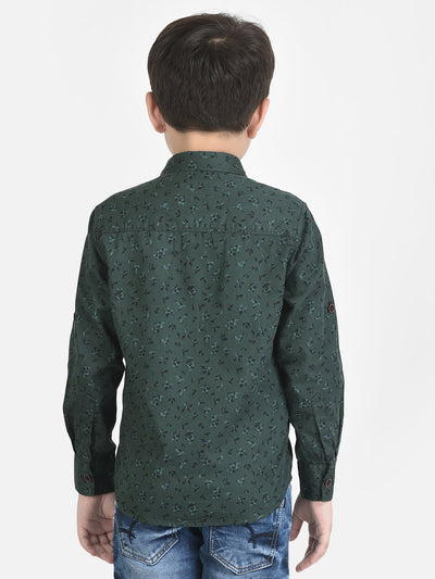 Emerald Green Shirt in Floral Print