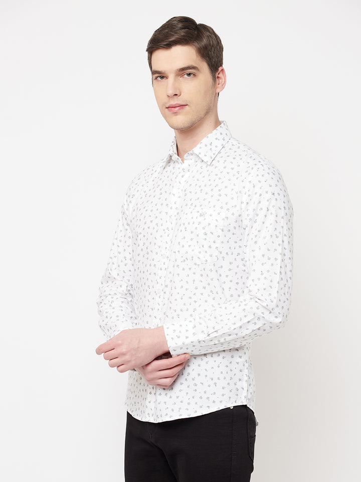 White Floral Shirt - Men Shirts