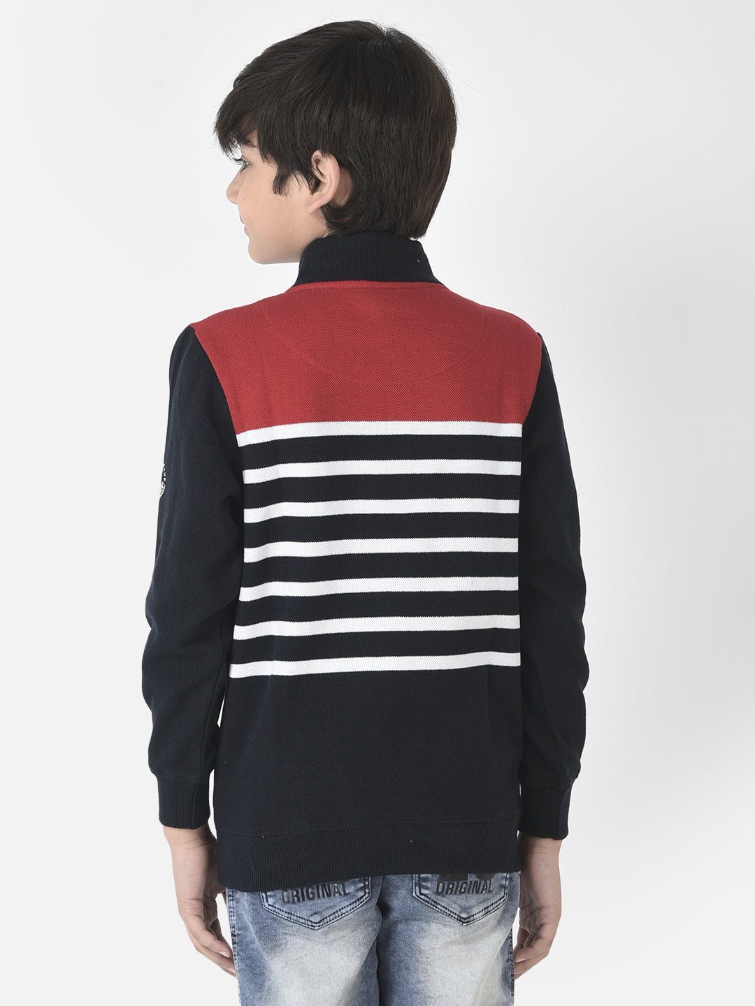  Half-Zipped Red Stripe Sweatshirt 