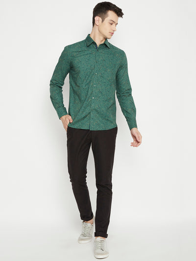 Green Printed Slim Fit shirt - Men Shirts