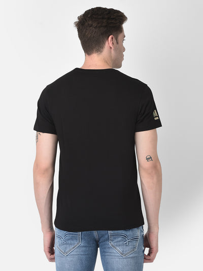 Black Typographic T-Shirt-Men T-Shirts-Crimsoune Club