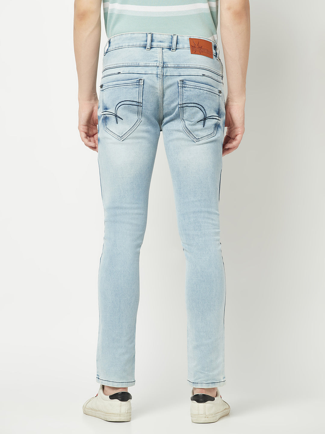  Light Blue Faded Ankle-Fit Jeans